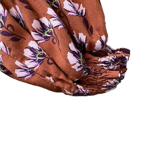 BOHME Flowy Floral Mock Neck Ruched Blouse Size XS - Picture 4 of 6